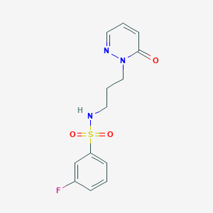 molecular formula C13H14FN3O3S B2612153 3-氟-N-(3-(6-氧代哒嗪-1(6H)-基)丙基)苯磺酰胺 CAS No. 1105200-00-7