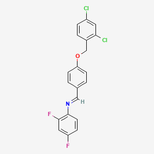 molecular formula C20H13Cl2F2NO B2612162 N-((4-((2,4-二氯苄基)氧基)苯基)亚甲基)-2,4-二氟苯胺 CAS No. 298217-67-1