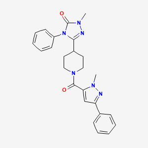 1-methyl-3-(1-(1-methyl-3-phenyl-1H-pyrazole-5-carbonyl)piperidin-4-yl)-4-phenyl-1H-1,2,4-triazol-5(4H)-one