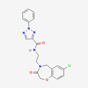 molecular formula C20H18ClN5O3 B2612184 N-(2-(7-chloro-3-oxo-2,3-dihydrobenzo[f][1,4]oxazepin-4(5H)-yl)ethyl)-2-phenyl-2H-1,2,3-triazole-4-carboxamide CAS No. 2034348-32-6