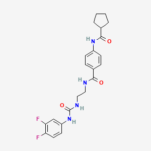 molecular formula C22H24F2N4O3 B2612189 4-(cyclopentanecarboxamido)-N-(2-(3-(3,4-difluorophenyl)ureido)ethyl)benzamide CAS No. 1170005-99-8
