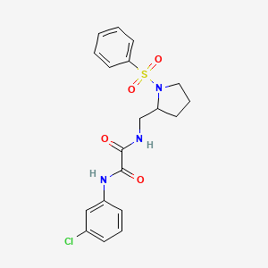 molecular formula C19H20ClN3O4S B2612192 N1-(3-氯苯基)-N2-((1-(苯磺酰基)吡咯烷-2-基)甲基)草酰胺 CAS No. 896265-34-2