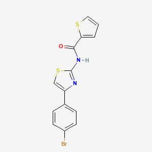 molecular formula C14H9BrN2OS2 B2612194 N-[4-(4-溴苯基)-1,3-噻唑-2-基]噻吩-2-羧酰胺 CAS No. 290829-15-1