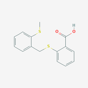 molecular formula C15H14O2S2 B2612203 2-[(2-methylsulfanylphenyl)methylsulfanyl]benzoic Acid CAS No. 339015-54-2