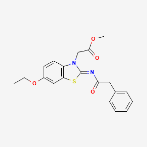 molecular formula C20H20N2O4S B2612211 Methyl 2-[6-ethoxy-2-(2-phenylacetyl)imino-1,3-benzothiazol-3-yl]acetate CAS No. 941961-23-5