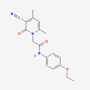 molecular formula C18H19N3O3 B2612224 2-(3-氰基-4,6-二甲基-2-氧代吡啶-1(2H)-基)-N-(4-乙氧苯基)乙酰胺 CAS No. 878677-30-6