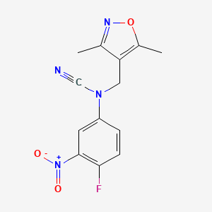 molecular formula C13H11FN4O3 B2612227 (3,5-二甲基-1,2-恶唑-4-基)甲基-(4-氟-3-硝基苯基)氰胺 CAS No. 1436030-00-0