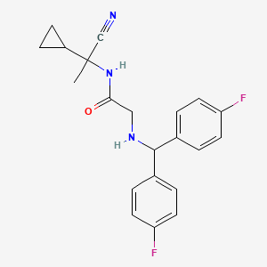 molecular formula C21H21F2N3O B2612230 2-{[bis(4-fluorophenyl)methyl]amino}-N-(1-cyano-1-cyclopropylethyl)acetamide CAS No. 1252327-13-1