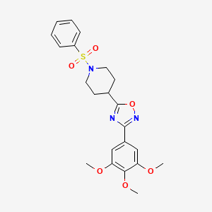 molecular formula C22H25N3O6S B2612235 1-(Phenylsulfonyl)-4-[3-(3,4,5-trimethoxyphenyl)-1,2,4-oxadiazol-5-yl]piperidine CAS No. 1207055-66-0