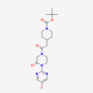 molecular formula C20H28FN5O4 B2612236 Tert-butyl 4-[2-[4-(5-fluoropyrimidin-2-yl)-3-oxopiperazin-1-yl]-2-oxoethyl]piperidine-1-carboxylate CAS No. 2320578-06-9
