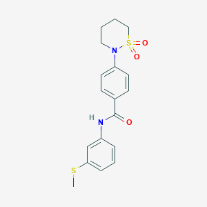 molecular formula C18H20N2O3S2 B2612241 4-(1,1-dioxothiazinan-2-yl)-N-(3-methylsulfanylphenyl)benzamide CAS No. 941932-79-2