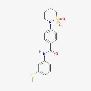 molecular formula C18H20N2O3S2 B2612241 4-(1,1-二氧噻嗪-2-基)-N-(3-甲硫基苯基)苯甲酰胺 CAS No. 941932-79-2