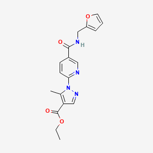molecular formula C18H18N4O4 B2612244 1-(5-((呋喃-2-基甲基)氨基羰基)吡啶-2-基)-5-甲基-1H-吡唑-4-羧酸乙酯 CAS No. 1251704-76-3