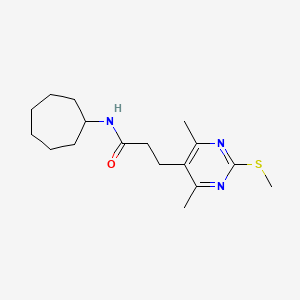molecular formula C17H27N3OS B2612271 N-环庚基-3-(4,6-二甲基-2-甲基硫代嘧啶-5-基)丙酰胺 CAS No. 878948-13-1