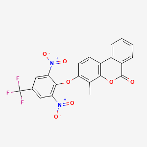 molecular formula C21H11F3N2O7 B2612274 3-[2,6-二硝基-4-(三氟甲基)苯氧基]-4-甲基-6H-苯并[c]色满-6-酮 CAS No. 314745-01-2