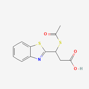 molecular formula C12H11NO3S2 B2612279 3-(Acetylsulfanyl)-3-(1,3-benzothiazol-2-yl)propanoic acid CAS No. 399005-04-0