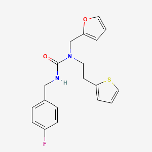 3-(4-Fluorobenzyl)-1-(furan-2-ylmethyl)-1-(2-(thiophen-2-yl)ethyl)urea
