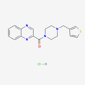 molecular formula C18H19ClN4OS B2612292 盐酸喹喔啉-2-基(4-(噻吩-3-基甲基)哌嗪-1-基)甲酮 CAS No. 1351630-17-5