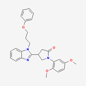 molecular formula C28H29N3O4 B2612293 1-(2,5-二甲氧基苯基)-4-[1-(3-苯氧基丙基)-1H-苯并咪唑-2-基]吡咯烷-2-酮 CAS No. 862828-59-9