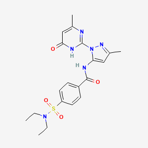 molecular formula C20H24N6O4S B2612301 4-(N,N-diethylsulfamoyl)-N-(3-methyl-1-(4-methyl-6-oxo-1,6-dihydropyrimidin-2-yl)-1H-pyrazol-5-yl)benzamide CAS No. 1052604-80-4