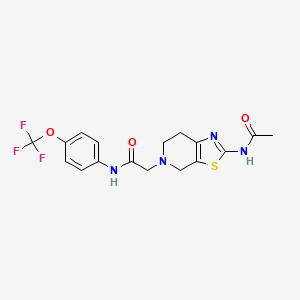 molecular formula C17H17F3N4O3S B2612335 2-(2-acetamido-6,7-dihydrothiazolo[5,4-c]pyridin-5(4H)-yl)-N-(4-(trifluoromethoxy)phenyl)acetamide CAS No. 1351618-30-8