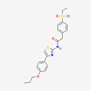 molecular formula C22H24N2O4S2 B2612338 2-(4-(ethylsulfonyl)phenyl)-N-(4-(4-propoxyphenyl)thiazol-2-yl)acetamide CAS No. 919853-47-7