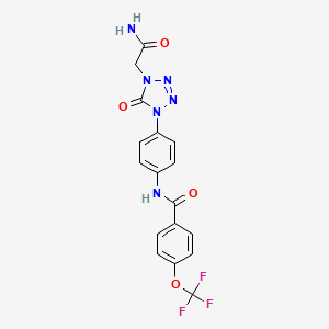 molecular formula C17H13F3N6O4 B2612347 N-(4-(4-(2-氨基-2-氧代乙基)-5-氧代-4,5-二氢-1H-四唑-1-基)苯基)-4-(三氟甲氧基)苯甲酰胺 CAS No. 1396571-06-4