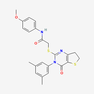 molecular formula C23H23N3O3S2 B2612348 2-((3-(3,5-二甲苯基)-4-氧代-3,4,6,7-四氢噻吩并[3,2-d]嘧啶-2-基)硫代)-N-(4-甲氧苯基)乙酰胺 CAS No. 877653-57-1