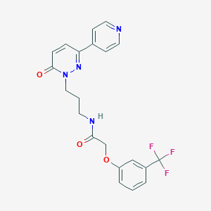 molecular formula C21H19F3N4O3 B2612349 N-(3-(6-oxo-3-(pyridin-4-yl)pyridazin-1(6H)-yl)propyl)-2-(3-(trifluoromethyl)phenoxy)acetamide CAS No. 1105208-60-3