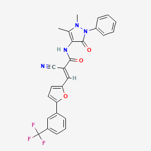 (E)-2-cyano-N-(1,5-dimethyl-3-oxo-2-phenylpyrazol-4-yl)-3-[5-[3-(trifluoromethyl)phenyl]furan-2-yl]prop-2-enamide