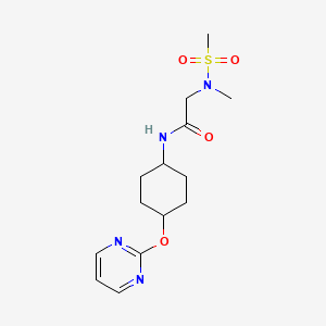 molecular formula C14H22N4O4S B2612353 2-(N-甲基甲基磺酰胺基)-N-((1r,4r)-4-(嘧啶-2-氧基)环己基)乙酰胺 CAS No. 2034400-73-0