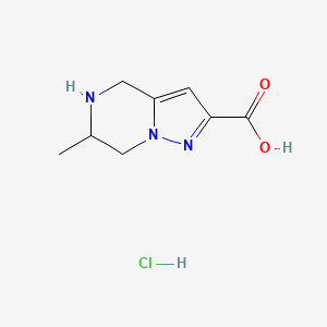 molecular formula C8H12ClN3O2 B2612361 6-methyl-4H,5H,6H,7H-pyrazolo[1,5-a]pyrazine-2-carboxylic acid hydrochloride CAS No. 2094696-44-1