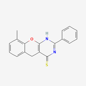 molecular formula C18H14N2OS B2612362 9-methyl-2-phenyl-3H-chromeno[2,3-d]pyrimidine-4(5H)-thione CAS No. 866866-27-5