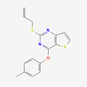 molecular formula C16H14N2OS2 B2612370 2-(烯丙基硫代)-4-(4-甲基苯氧基)噻吩并[3,2-d]嘧啶 CAS No. 478067-68-4
