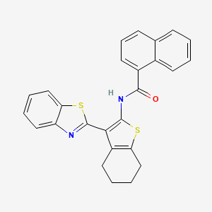 molecular formula C26H20N2OS2 B2612371 N-[3-(1,3-benzothiazol-2-yl)-4,5,6,7-tetrahydro-1-benzothiophen-2-yl]naphthalene-1-carboxamide CAS No. 325988-60-1