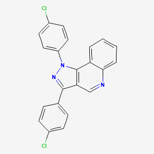 molecular formula C22H13Cl2N3 B2612377 1,3-bis(4-chlorophenyl)-1H-pyrazolo[4,3-c]quinoline CAS No. 901006-27-7