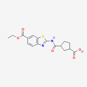 molecular formula C17H18N2O5S B2612378 3-((6-(Ethoxycarbonyl)benzo[d]thiazol-2-yl)carbamoyl)cyclopentanecarboxylic acid CAS No. 2034574-86-0