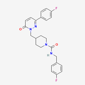 molecular formula C24H24F2N4O2 B2612403 4-{[3-(4-fluorophenyl)-6-oxo-1,6-dihydropyridazin-1-yl]methyl}-N-[(4-fluorophenyl)methyl]piperidine-1-carboxamide CAS No. 2097922-30-8