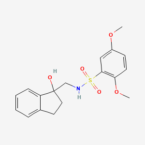 molecular formula C18H21NO5S B2612406 N-((1-hydroxy-2,3-dihydro-1H-inden-1-yl)methyl)-2,5-dimethoxybenzenesulfonamide CAS No. 1396677-02-3