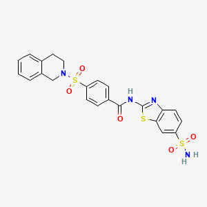 molecular formula C23H20N4O5S3 B2612409 4-((3,4-二氢异喹啉-2(1H)-基)磺酰基)-N-(6-磺酰氨基苯并[d]噻唑-2-基)苯甲酰胺 CAS No. 361480-53-7