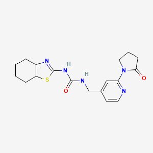 molecular formula C18H21N5O2S B2612427 1-((2-(2-Oxopyrrolidin-1-yl)pyridin-4-yl)methyl)-3-(4,5,6,7-tetrahydrobenzo[d]thiazol-2-yl)urea CAS No. 2034339-85-8