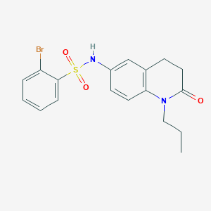 molecular formula C18H19BrN2O3S B2612432 2-bromo-N-(2-oxo-1-propyl-1,2,3,4-tetrahydroquinolin-6-yl)benzenesulfonamide CAS No. 950464-47-8