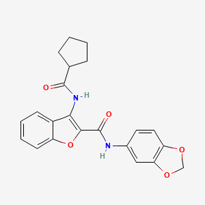 molecular formula C22H20N2O5 B2612433 N-(benzo[d][1,3]dioxol-5-yl)-3-(cyclopentanecarboxamido)benzofuran-2-carboxamide CAS No. 872612-85-6