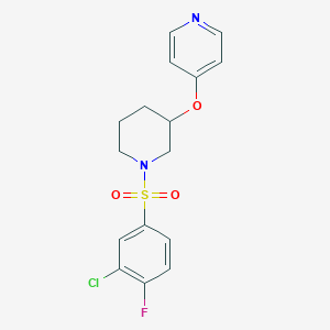 molecular formula C16H16ClFN2O3S B2612438 4-((1-((3-Chloro-4-fluorophenyl)sulfonyl)piperidin-3-yl)oxy)pyridine CAS No. 2034500-20-2