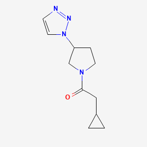 molecular formula C11H16N4O B2612443 1-(3-(1H-1,2,3-三唑-1-基)吡咯烷-1-基)-2-环丙基乙酮 CAS No. 2034427-31-9