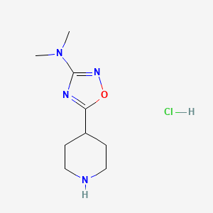 molecular formula C9H17ClN4O B2612445 N,N-dimethyl-5-(piperidin-4-yl)-1,2,4-oxadiazol-3-amine hydrochloride CAS No. 2138266-12-1