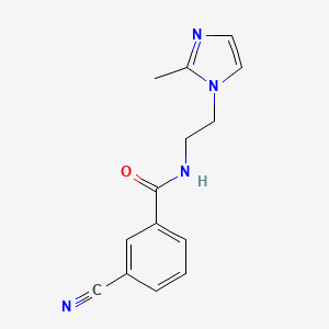 molecular formula C14H14N4O B2612453 3-cyano-N-(2-(2-methyl-1H-imidazol-1-yl)ethyl)benzamide CAS No. 1286725-68-5