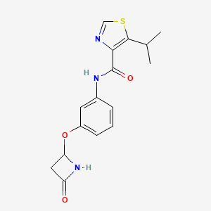 molecular formula C16H17N3O3S B2612456 N-[3-(4-Oxoazetidin-2-yl)oxyphenyl]-5-propan-2-yl-1,3-thiazole-4-carboxamide CAS No. 2248815-24-7