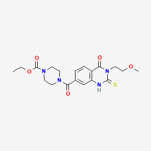 Ethyl 4-(3-(2-methoxyethyl)-4-oxo-2-thioxo-1,2,3,4-tetrahydroquinazoline-7-carbonyl)piperazine-1-carboxylate