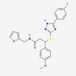 molecular formula C23H21FN4O3S B2612458 3-((3-(4-fluorophenyl)-1H-1,2,4-triazol-5-yl)thio)-N-(furan-2-ylmethyl)-3-(4-methoxyphenyl)propanamide CAS No. 690248-70-5
